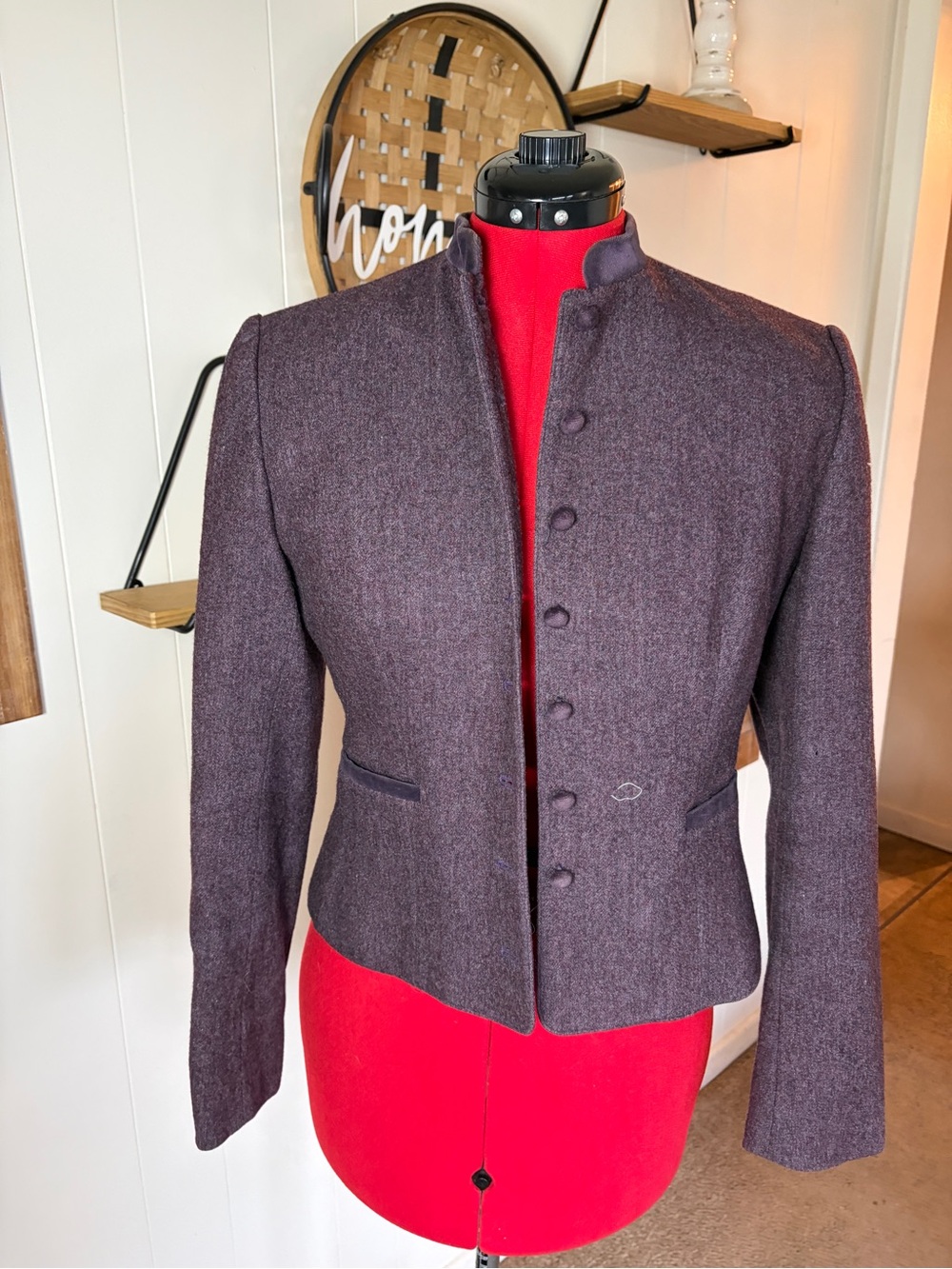 Evan Picone Plum Tailored Button-Front Blazer